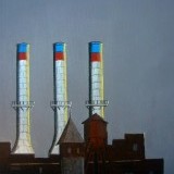 Detroit , 3 smoke stacks , 12 x12 inches , SOLD
