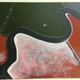 View from a plane , Salt ponds in the south bay , 24 x 30 inches , Acrylic paint on canvas .   2017 .  $400.